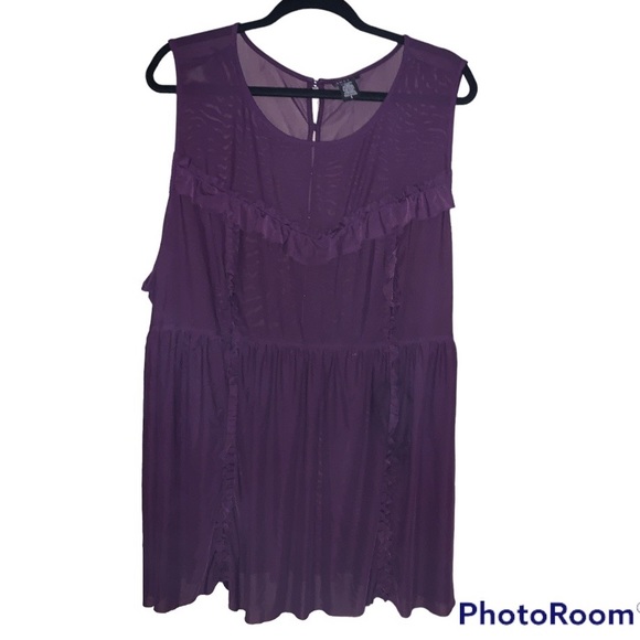 torrid Tops - Torrid 5 5X purple sheer babydoll blouse ruffles back buttons tiered